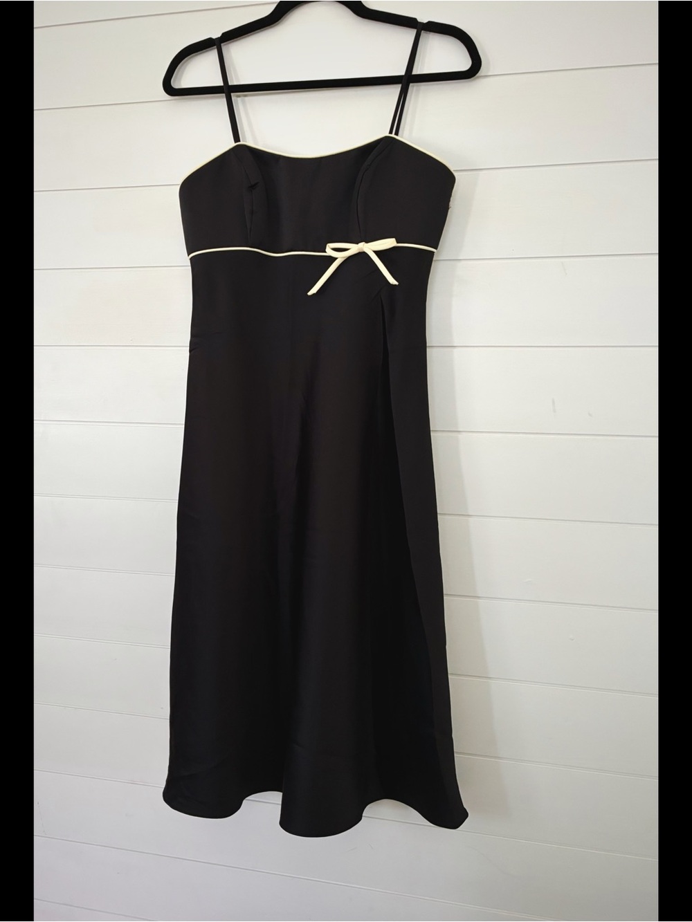 90’s / Y2K Alfred Angelo Black & Butter Bow Midi Dress - Picture 3 of 9